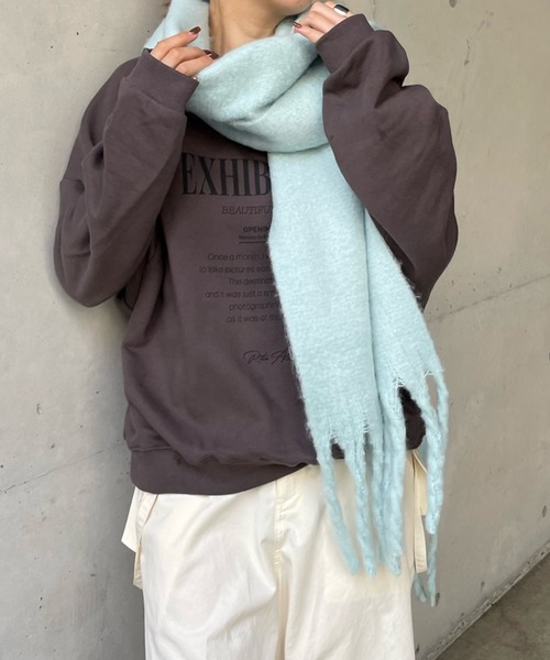 DouDou（ドゥドゥ）の「フラッフィーストール（マフラー・レディース・モスグリーン/ミント/サーモンピンク・FREE）」の13枚目の写真