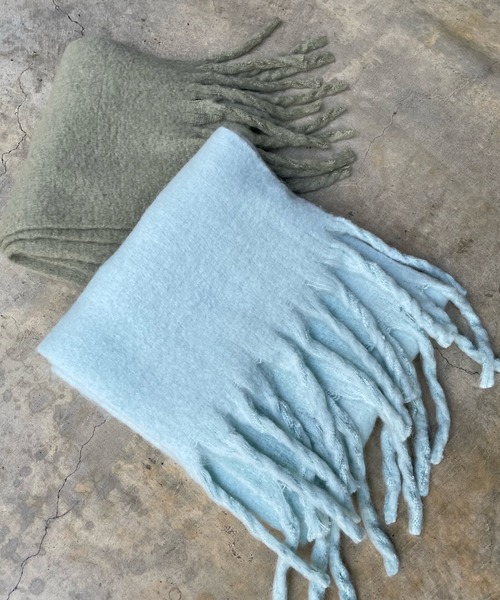 DouDou（ドゥドゥ）の「フラッフィーストール（マフラー・レディース・モスグリーン/ミント/サーモンピンク・FREE）」の7枚目の写真