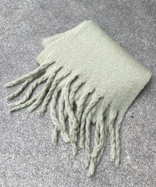 DouDou（ドゥドゥ）の「フラッフィーストール（マフラー・レディース・モスグリーン/ミント/サーモンピンク・FREE）」の9枚目の写真