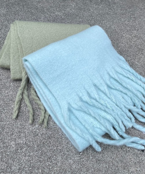 DouDou（ドゥドゥ）の「フラッフィーストール（マフラー・レディース・モスグリーン/ミント/サーモンピンク・FREE）」の14枚目の写真