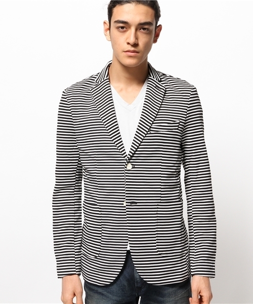 ABAHOUSE（アバハウス）の「リップル2Bカットジャケット（テーラードジャケット・メンズ・グレー/ブラック×ホワイト/インディゴブルー・4/2/3）」の4枚目の写真