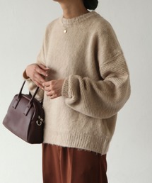 モヘアタッチクルーニット