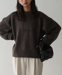 モヘアタッチクルーニット