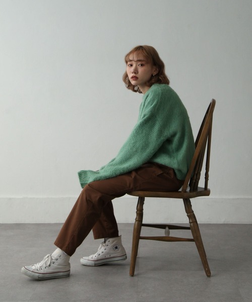 Chillfar（チルファー）の「モヘアタッチクルーニット（ニット/セーター・レディース・ベージュ/ピンク/オレンジ/ブルー/グリーン/アイボリー/チャコール・FREE）」の20枚目の写真