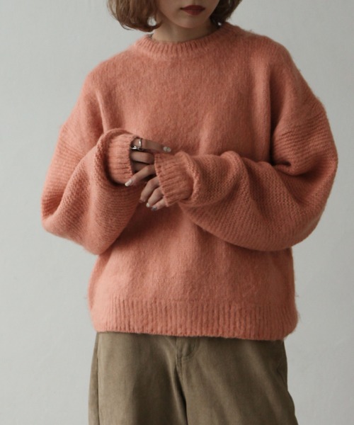 Chillfar（チルファー）の「モヘアタッチクルーニット（ニット/セーター・レディース・ベージュ/ピンク/オレンジ/ブルー/グリーン/アイボリー/チャコール・FREE）」の21枚目の写真