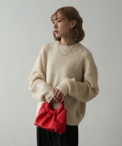 Chillfar（チルファー）の「モヘアタッチクルーニット（ニット/セーター・レディース・ベージュ/ピンク/オレンジ/ブルー/グリーン/アイボリー/チャコール・FREE）」の9枚目の写真