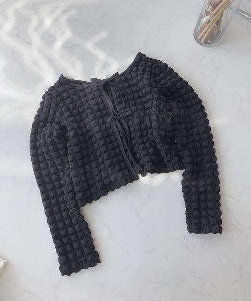 AS KNOW AS plus（アズノゥアズプラス）の「♪メロンパン ぽこぽこカーディガン　【2023AWアイテム】（カーディガン/ボレロ・レディース・ブラウン/アイボリー/ブラック/グレイッシュベージュ・FREE）」の3枚目の写真