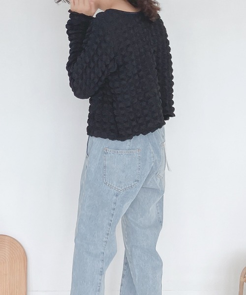 AS KNOW AS plus（アズノゥアズプラス）の「♪メロンパン ぽこぽこカーディガン　【2023AWアイテム】（カーディガン/ボレロ・レディース・ブラウン/アイボリー/ブラック/グレイッシュベージュ・FREE）」の11枚目の写真