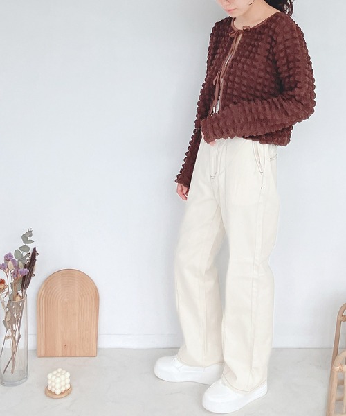 AS KNOW AS plus（アズノゥアズプラス）の「♪メロンパン ぽこぽこカーディガン　【2023AWアイテム】（カーディガン/ボレロ・レディース・ブラウン/アイボリー/ブラック/グレイッシュベージュ・FREE）」の13枚目の写真