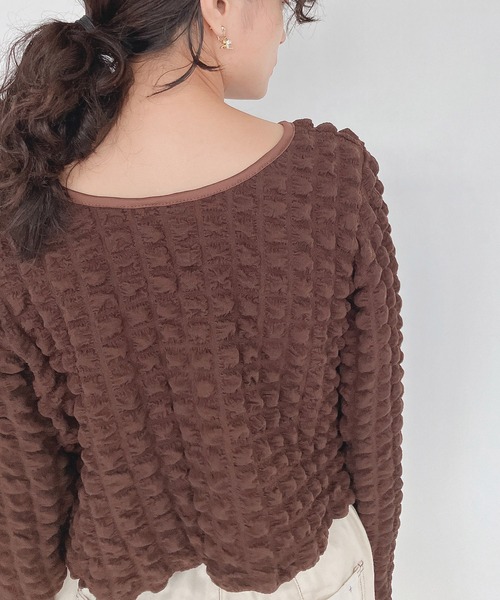 AS KNOW AS plus（アズノゥアズプラス）の「♪メロンパン ぽこぽこカーディガン　【2023AWアイテム】（カーディガン/ボレロ・レディース・ブラウン/アイボリー/ブラック/グレイッシュベージュ・FREE）」の14枚目の写真