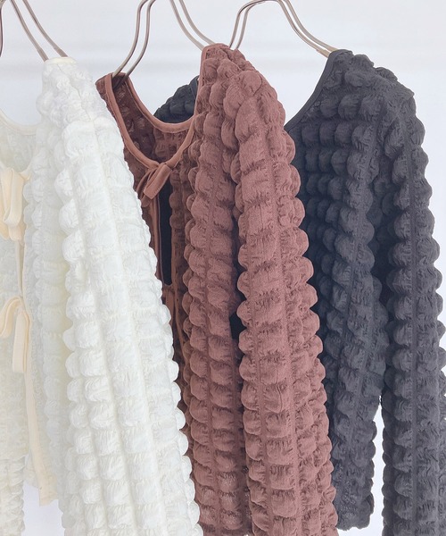 AS KNOW AS plus（アズノゥアズプラス）の「♪メロンパン ぽこぽこカーディガン　【2023AWアイテム】（カーディガン/ボレロ・レディース・ブラウン/アイボリー/ブラック/グレイッシュベージュ・FREE）」の17枚目の写真