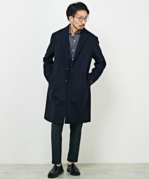 MEN'S MELROSE（メンズメルローズ）の「スーパー110Sプレスメルトンチェスターコート（チェスターコート・メンズ・ネイビー/グレイッシュベージュ/チャコールグレー・2/4/3）」の3枚目の写真