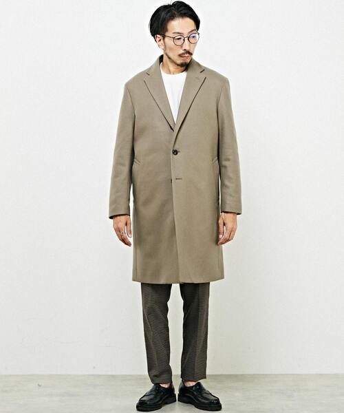 MEN'S MELROSE（メンズメルローズ）の「スーパー110Sプレスメルトンチェスターコート（チェスターコート・メンズ・ネイビー/グレイッシュベージュ/チャコールグレー・2/4/3）」の4枚目の写真