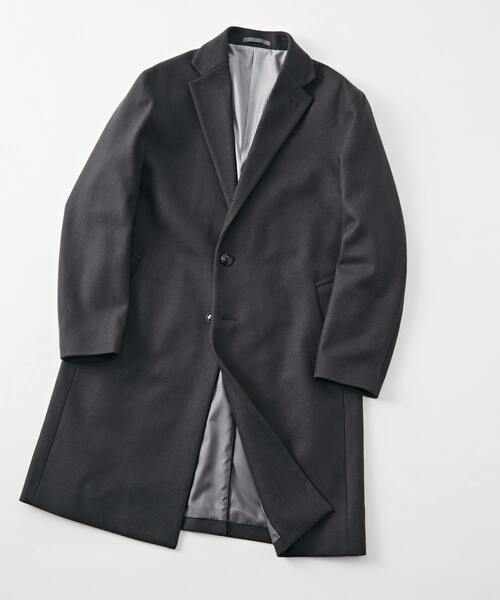 MEN'S MELROSE（メンズメルローズ）の「スーパー110Sプレスメルトンチェスターコート（チェスターコート・メンズ・ネイビー/グレイッシュベージュ/チャコールグレー・2/4/3）」の16枚目の写真