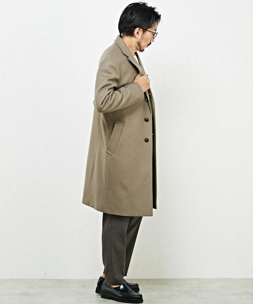 MEN'S MELROSE（メンズメルローズ）の「スーパー110Sプレスメルトンチェスターコート（チェスターコート・メンズ・ネイビー/グレイッシュベージュ/チャコールグレー・2/4/3）」の19枚目の写真