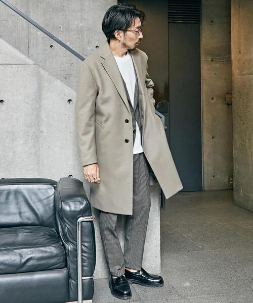 MEN'S MELROSE（メンズメルローズ）の「スーパー110Sプレスメルトンチェスターコート（チェスターコート・メンズ・ネイビー/グレイッシュベージュ/チャコールグレー・2/4/3）」の21枚目の写真