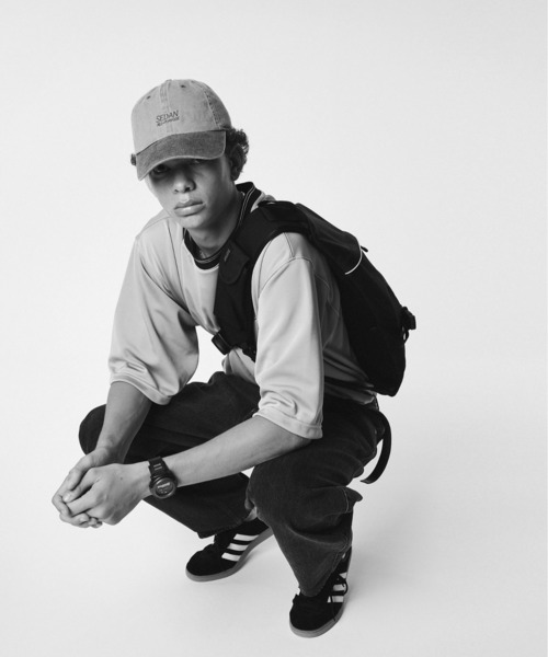 And A（アンドエー）の「SEDAN ALL-PURPOSE セダンオールパーパス / Pigment Dyed 2tone Cap ビグメントダイ 2トーンロゴ刺繍キャップ / SD23S-CP01（キャップ・メンズ・インディゴブルー/サンドベージュ・FREE）」の14枚目の写真