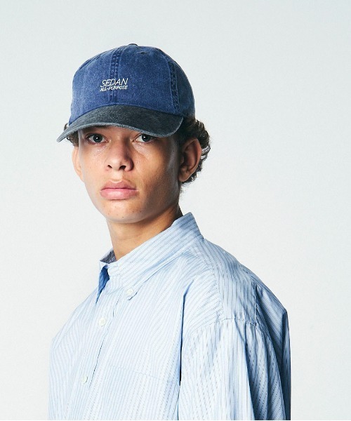 And A（アンドエー）の「SEDAN ALL-PURPOSE セダンオールパーパス / Pigment Dyed 2tone Cap ビグメントダイ 2トーンロゴ刺繍キャップ / SD23S-CP01（キャップ・メンズ・インディゴブルー/サンドベージュ・FREE）」の8枚目の写真