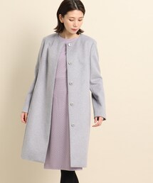 【日本製/エレガント/定番人気】ウールカシミヤ混ノーカラーコート