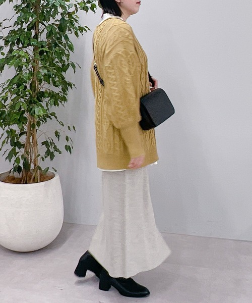 un dix cors（アンディコール）の「バルキーケーブルボートネックニット（ニット/セーター・レディース・ブラウン/オフホワイト/カーキ・FREE）」の8枚目の写真