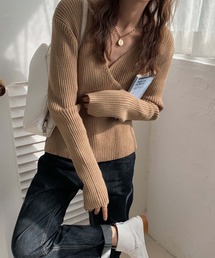 カシュクールリブニット