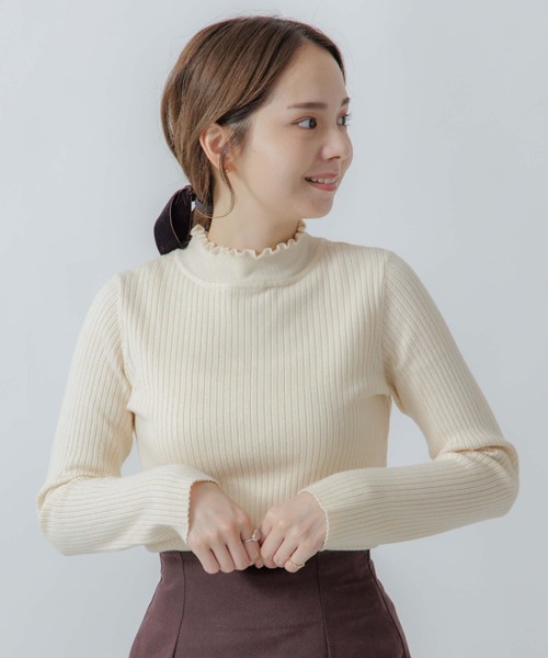flower（フラワー）の「ノーブルリブニット（ニット/セーター・レディース・ベージュ/アイボリー・FREE）」の2枚目の写真