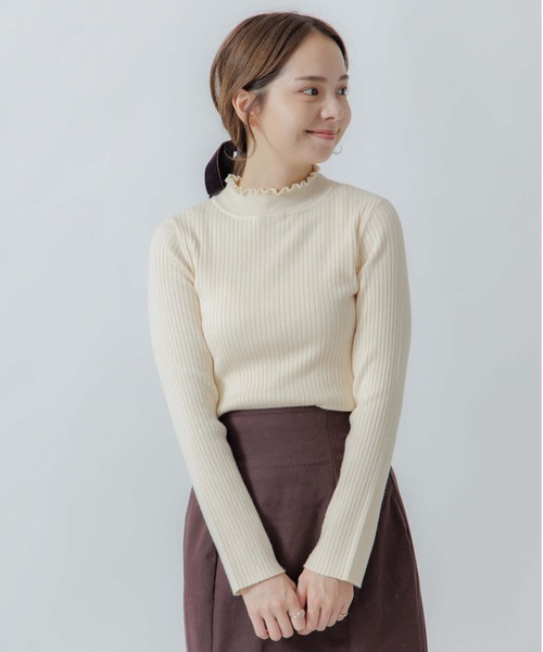 flower（フラワー）の「ノーブルリブニット（ニット/セーター・レディース・ベージュ/アイボリー・FREE）」の4枚目の写真