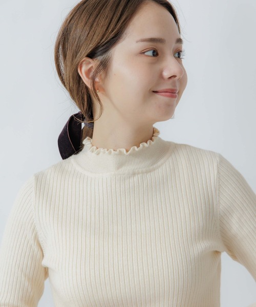flower（フラワー）の「ノーブルリブニット（ニット/セーター・レディース・ベージュ/アイボリー・FREE）」の5枚目の写真