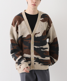 【YAK WOOL BLEND】ジャガード カモ柄 ニット カーディガン