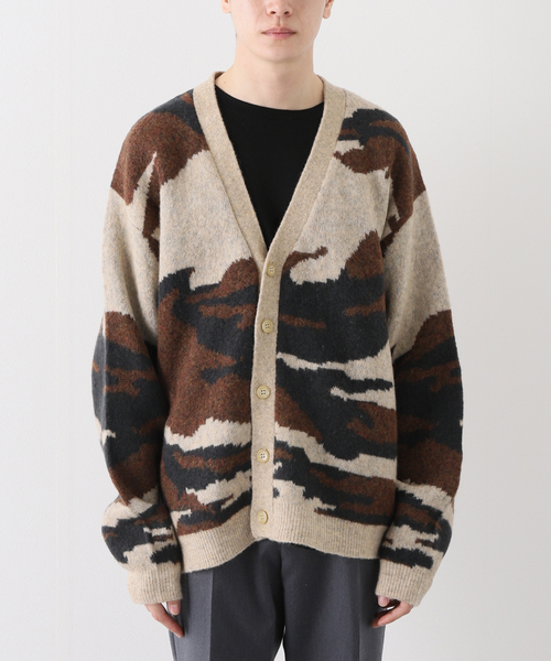 JOURNAL STANDARD（ジャーナルスタンダード）の「【YAK WOOL BLEND】ジャガード カモ柄 ニット カーディガン（カーディガン/ボレロ・メンズ・ベージュ/カーキ・MEDIUM/LARGE）」の4枚目の写真