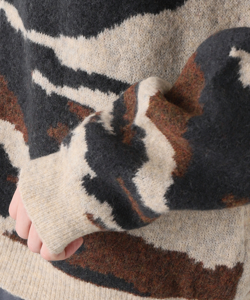 JOURNAL STANDARD（ジャーナルスタンダード）の「【YAK WOOL BLEND】ジャガード カモ柄 ニット カーディガン（カーディガン/ボレロ・メンズ・ベージュ/カーキ・MEDIUM/LARGE）」の10枚目の写真