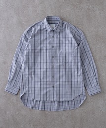 リラックスバックプリーツシャツ<グレーチェック>