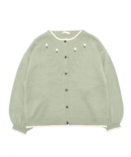 ehka sopo（エヘカソポ）の「ポンポン花刺繍カーディガン（カーディガン/ボレロ・レディース・ミント/ラベンダー/チャコール/キナリ・ﾌﾘ-）」の3枚目の写真