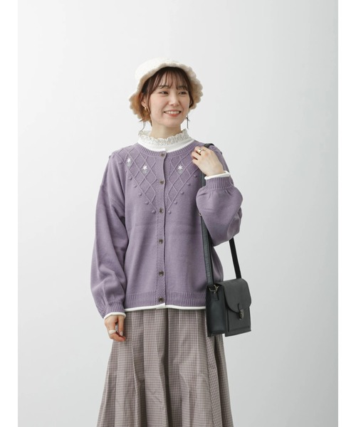 ehka sopo（エヘカソポ）の「ポンポン花刺繍カーディガン（カーディガン/ボレロ・レディース・ミント/ラベンダー/チャコール/キナリ・ﾌﾘ-）」の20枚目の写真