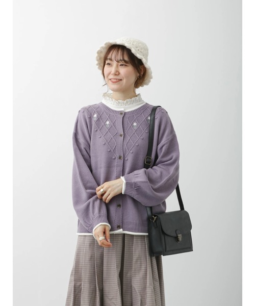 ehka sopo（エヘカソポ）の「ポンポン花刺繍カーディガン（カーディガン/ボレロ・レディース・ミント/ラベンダー/チャコール/キナリ・ﾌﾘ-）」の22枚目の写真