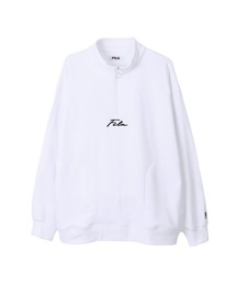 FILA | FILA/フィラ オーバーサイズ プルオーバー 筆記体 ロゴ刺繍 長袖 ハーフジップ ハイネック バックロゴ ラバー 無地 スウェット トレーナー 裏毛(スウェット)