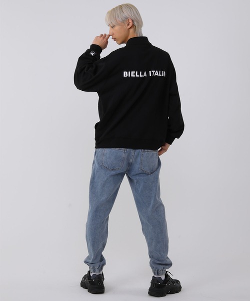 FILA（フィラ）の「FILA/フィラ オーバーサイズ プルオーバー 筆記体 ロゴ刺繍 長袖 ハーフジップ ハイネック バックロゴ ラバー 無地 スウェット トレーナー 裏毛（スウェット・メンズ・ホワイト/ブラック・S/M/L）」の19枚目の写真