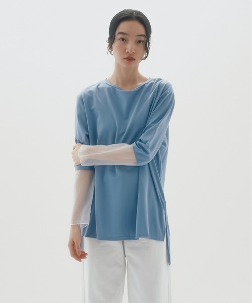 uni's room■2color シアードットスリーブカットソー TP-SS23-07 シアースリーブロングTシャツ（Tシャツ/カットソー）｜INSIIS