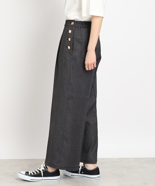 DRESKIP(ドレスキップ)の「◆【セットアップ可】ポリデニム 金ボタン ワイドパンツ(その他パンツ・レディース・ブラック/ベージュ/ネイビー・02/04/03)」の5枚目の写真