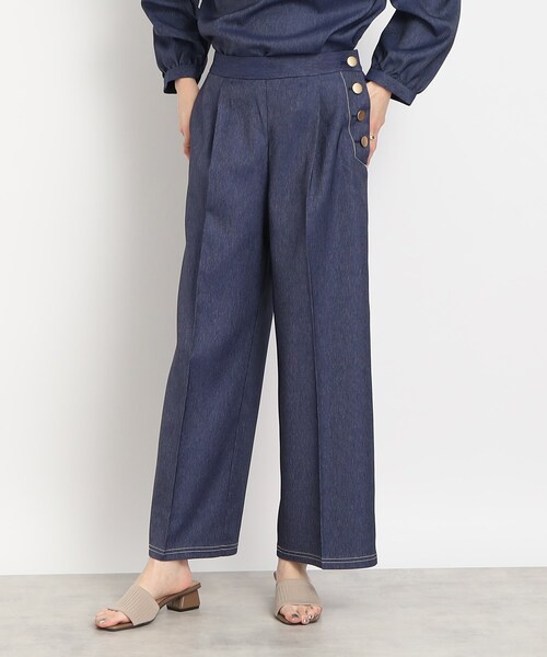 DRESKIP(ドレスキップ)の「◆【セットアップ可】ポリデニム 金ボタン ワイドパンツ(その他パンツ・レディース・ブラック/ベージュ/ネイビー・02/04/03)」の11枚目の写真