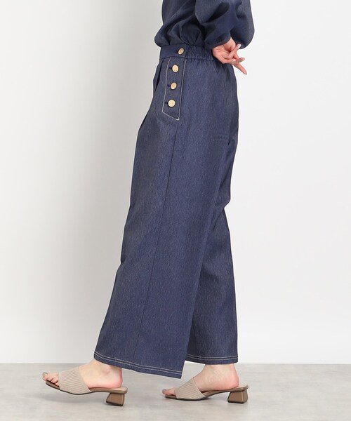 DRESKIP(ドレスキップ)の「◆【セットアップ可】ポリデニム 金ボタン ワイドパンツ(その他パンツ・レディース・ブラック/ベージュ/ネイビー・02/04/03)」の12枚目の写真