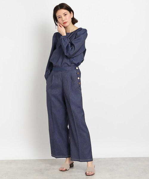 DRESKIP(ドレスキップ)の「◆【セットアップ可】ポリデニム 金ボタン ワイドパンツ(その他パンツ・レディース・ブラック/ベージュ/ネイビー・02/04/03)」の14枚目の写真