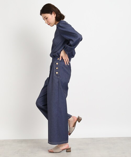 DRESKIP(ドレスキップ)の「◆【セットアップ可】ポリデニム 金ボタン ワイドパンツ(その他パンツ・レディース・ブラック/ベージュ/ネイビー・02/04/03)」の15枚目の写真