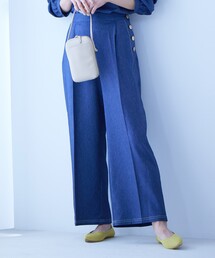 DRESKIP | 【セットアップ可】ポリデニム 金ボタン ワイドパンツ(その他パンツ)
