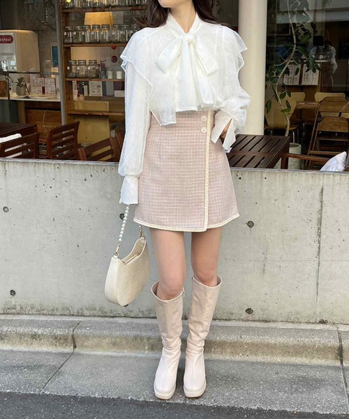 one after another NICE CLAUP（ワンアフターアナザーナイスクラップ）の「ツイードミニスカート（スカート・レディース・ブラック/ピンク系その他/アイボリー系・FREE）」の20枚目の写真