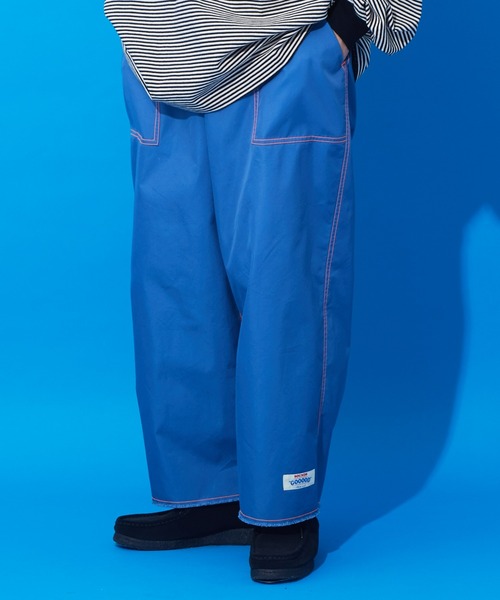 CIAOPANIC TYPY（チャオパニックティピー）の「【SOUNDSGOOOOD/サウンズグッド】裾フリンジ配色ステッチワイドベーカーパンツ（カーゴパンツ・メンズ・ブルー/ホワイト/ブラック・ONE SIZE）」の3枚目の写真