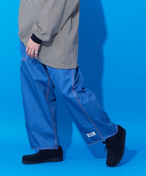 CIAOPANIC TYPY（チャオパニックティピー）の「【SOUNDSGOOOOD/サウンズグッド】裾フリンジ配色ステッチワイドベーカーパンツ（カーゴパンツ・メンズ・ブルー/ホワイト/ブラック・ONE SIZE）」の5枚目の写真