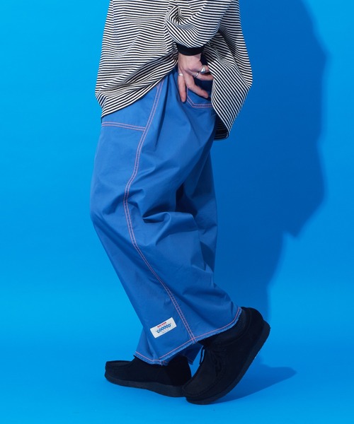 CIAOPANIC TYPY（チャオパニックティピー）の「【SOUNDSGOOOOD/サウンズグッド】裾フリンジ配色ステッチワイドベーカーパンツ（カーゴパンツ・メンズ・ブルー/ホワイト/ブラック・ONE SIZE）」の6枚目の写真