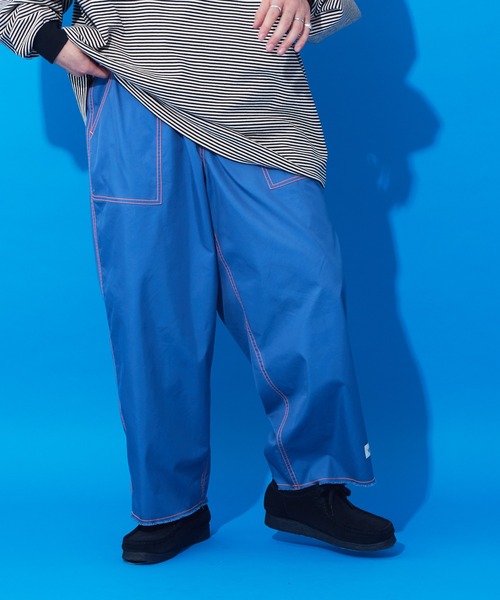 CIAOPANIC TYPY（チャオパニックティピー）の「【SOUNDSGOOOOD/サウンズグッド】裾フリンジ配色ステッチワイドベーカーパンツ（カーゴパンツ・メンズ・ブルー/ホワイト/ブラック・ONE SIZE）」の8枚目の写真