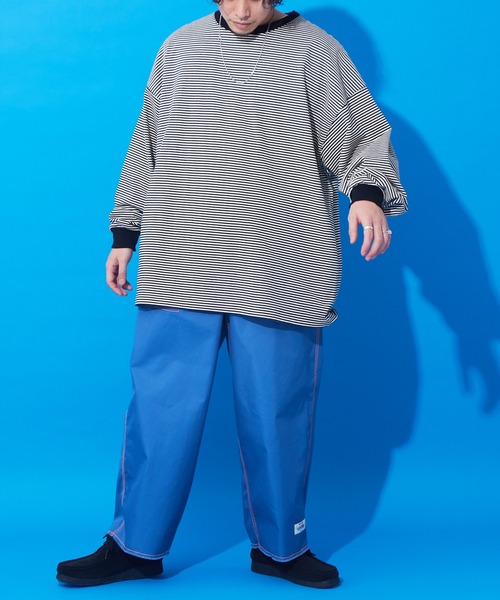 CIAOPANIC TYPY（チャオパニックティピー）の「【SOUNDSGOOOOD/サウンズグッド】裾フリンジ配色ステッチワイドベーカーパンツ（カーゴパンツ・メンズ・ブルー/ホワイト/ブラック・ONE SIZE）」の10枚目の写真